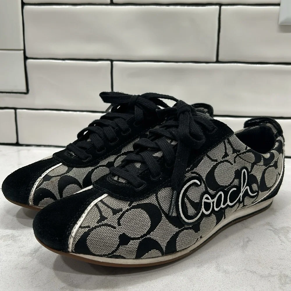 Coach Devin Black Signature Suede Canvas Embroidered Sneakers 8.5 - Picture 4 of 16